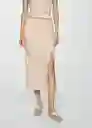 Falda Carla Beige Talla 34 Mujer Mango