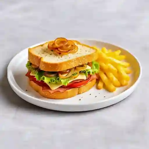 Sandwich de Jamón y Queso más Papas