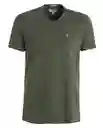 AMERICANINOCamiseta Cuello V Linea Masculina Verde Talla S