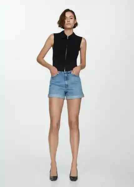 Short Mom80 Tejano Medio Talla 48 Mujer Mango