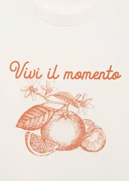 Camiseta Fruit Naranja Talla XS Mujer Mango