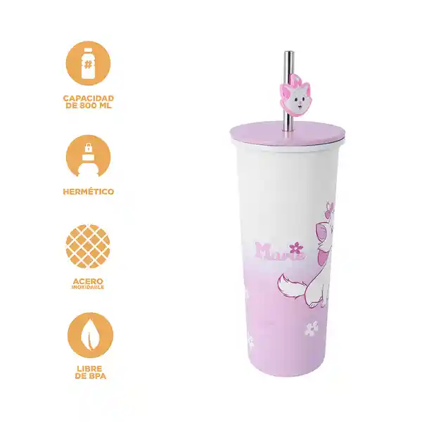 Vaso de Acero Inoxidable Serie Disney Marie 800 mL Miniso