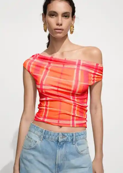 Top Chess Naranja Talla M Mujer Mango