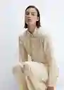 Camisa Plisi-W Crudo Talla M Mujer Mango