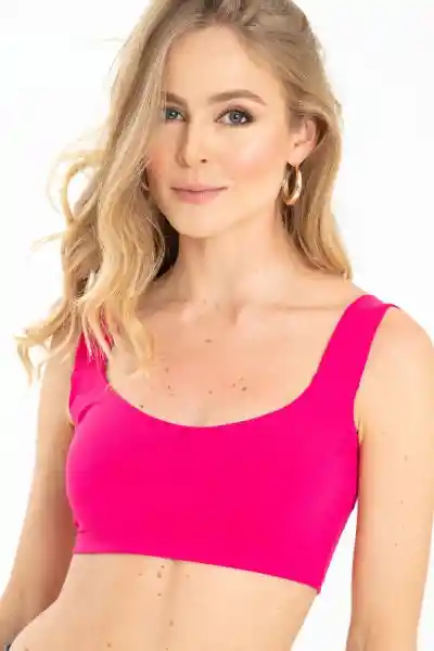 Crop Top Tira Ancha Color Rosado Brillante Talla XS Ragged