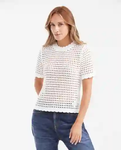 Camiseta Tejida Top Essential Crudo Porcelana Claro M Chevignon