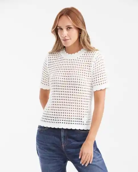 Camiseta Tejida Top Essential Crudo Porcelana Claro M Chevignon