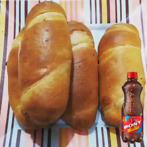Combo Pan Doble Queso + Pony Malta 300 ml