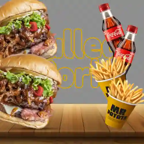 Duo Burger Pulled Pork + Papas + Gaseosa
