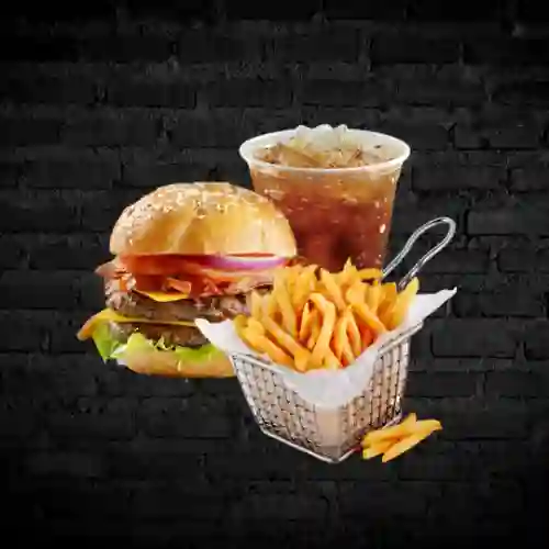 Hamburguesa doble + papas + tea helado