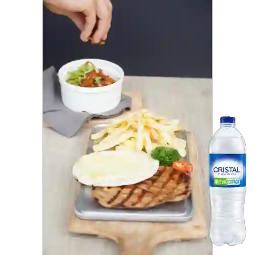 Combo Planchita de Pollo + Cristal Sin Gas 600 ml