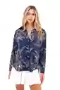Camisa Boyfriend Haven Palmeras Azul XS Mercedes Campuzano