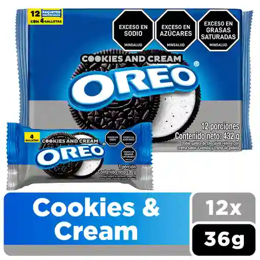 Oreo Pack Galletas Sabor Cookies&Cream 12 Und 432 g