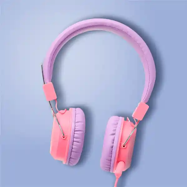 Audífonos Con Micrófono Kids Morado Rosa 3.5 mm Mod 23L07 Miniso