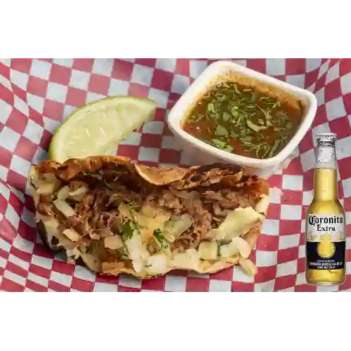 Combo Taco de Birria + Cerveza Coronita Bot. 210ml