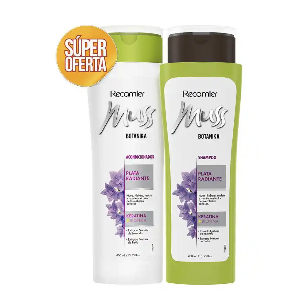 Muss Shampoo Botanika Plata Radiante + Acondicionador 