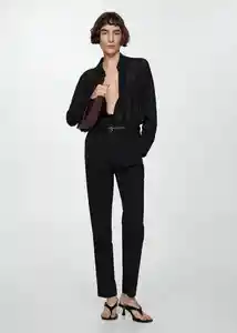 Pantalón Boreal Negro Talla 38 Mujer Mango