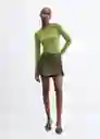 Falda Meli Verde Talla 36 Mujer Mango
