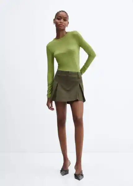 Falda Meli Verde Talla 36 Mujer Mango