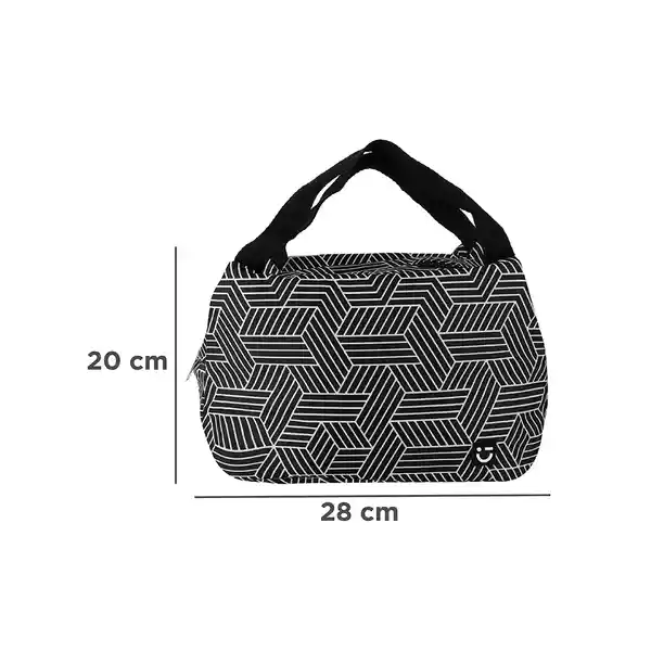 Lonchera Con Formas Geométricas Lineas Blanco y Negro Miniso