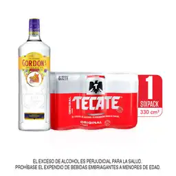 6 Pack Cerveza Tecate Lata 330 Ml + Gordon´S London Dry Gin 700 Ml