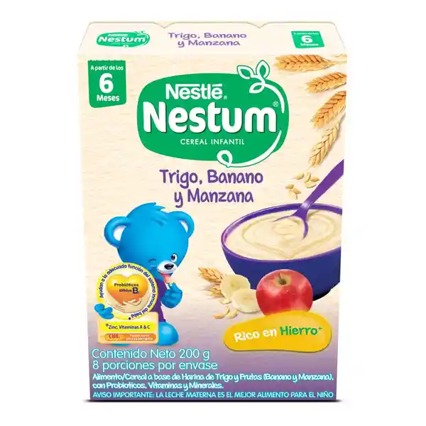 Cereal infantil NESTUM Trigo, Banano y Manzana x 200g