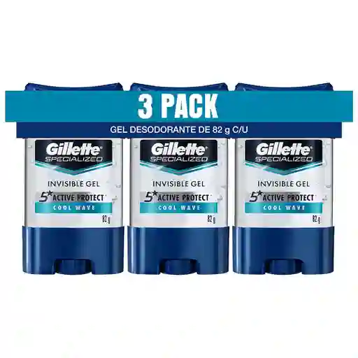 Desodorante Antitranspirante Hombre Gillette Specialized Gel Cool Wave 82 g Pack 3 Unidades