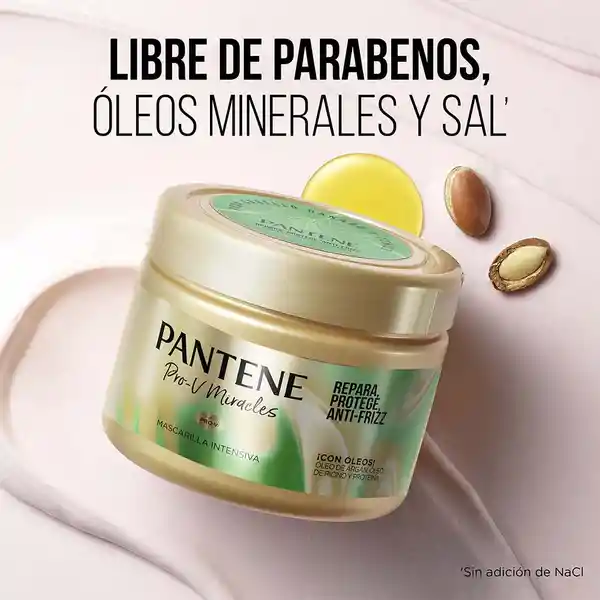 Pantene - Mascarilla Intensiva Pro-V Miracles repara protege y anti-frizz con aceite de argán y de ricino Tratamiento para cabello maltratado 300 ml