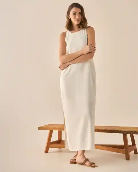 Vestido Crudo Novia Claro Talla L 493G007 Esprit