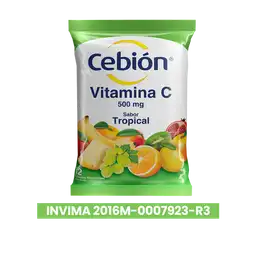 Cebión tabletas Masticables de Vitamina C sabor Tropical con 144 unidades