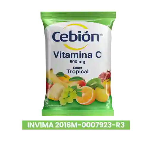 Cebión tabletas Masticables de Vitamina C sabor Tropical con 144 unidades