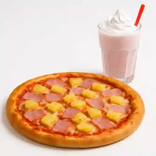 Pizza Mediana Hawaiana con Malteada