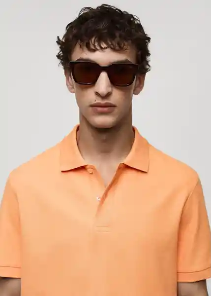 Camisa Polo Rea Naranja Pastel Talla M Hombre Mango