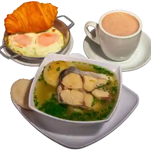 Combo Caldo de Pescado Huevo Chocolate