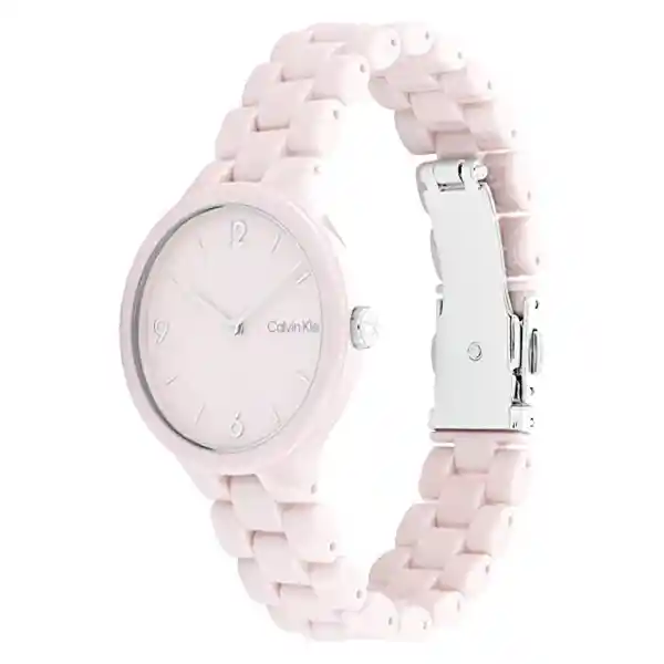 Reloj Linked Ceramic Para Mujer Color Rosa 25200077 Calvin Klein