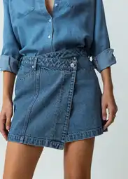 Falda Fungi Mujer Azul Indigo Medio Talla 8 Naf Naf