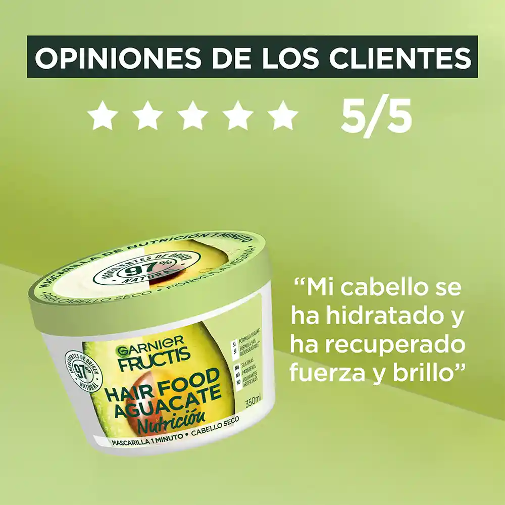 Tratamiento Capilar Hair Foof Garnier Aguacate Nutrición 350 mL