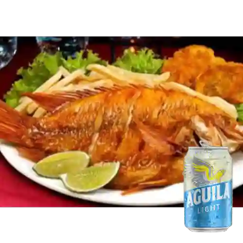 Combo Pargo Frito + Aguila Light 355 ml