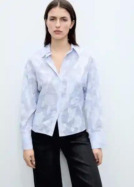 Camisa Yuna Celeste Talla XS Mujer Mango