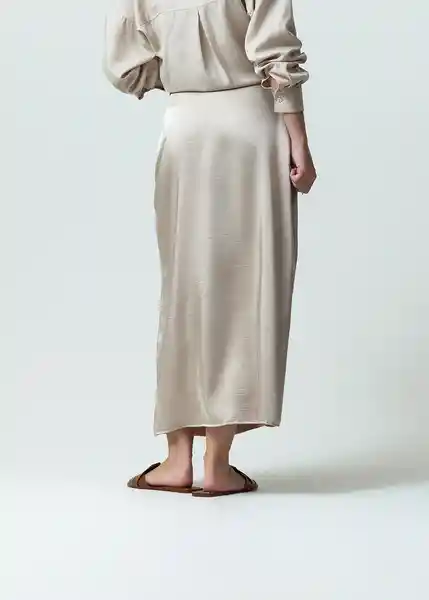 Falda Amantina Mujer Crudo Pluma Medio Talla 6 442G325 Naf Naf