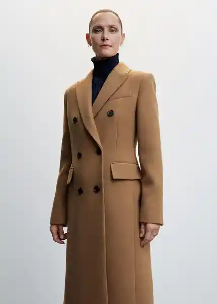 Abrigo Lipstick Camel Talla 28 Mujer Mango
