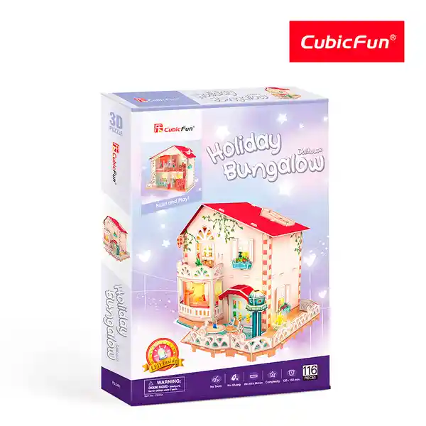 Cubic Fun Rompecabezas Casa de Vacaciones 3D Con Luz Led