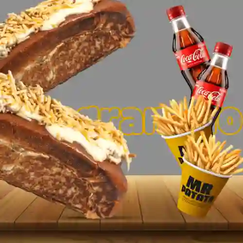 Duo Perros Desgranados + Papas + Gaseosa