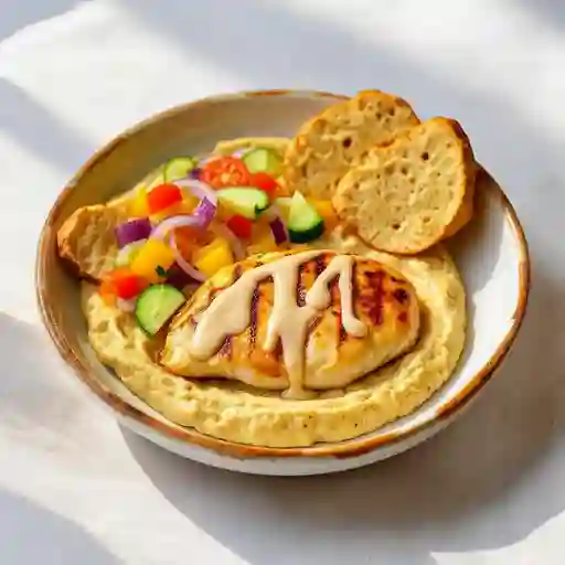 Pechuga De Pollo Mediterranea Con Salsa De Hummus