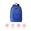 Mochila Básica Con Detalles en Contraste Azul Miniso