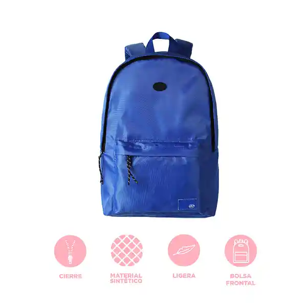 Mochila Básica Con Detalles en Contraste Azul Miniso