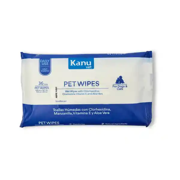 Kanu Pet Vet Pañito Húmedo Con Clorhexidina Para Todos