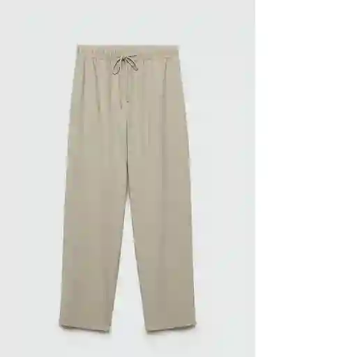 Pantalón Fluido Beige Talla Xl Mujer Mango