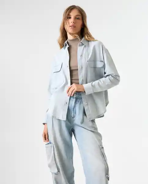 Camisa Mujer Azul Talla S 312G002_AZU114604 Americanino