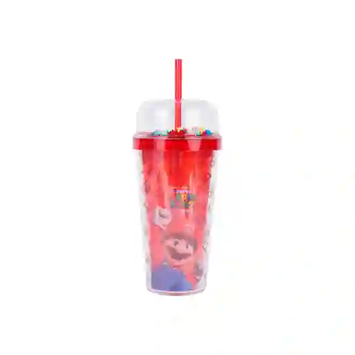 Vaso de Plástico Con Pitillo Serie Super Mario Bros Rojo Miniso